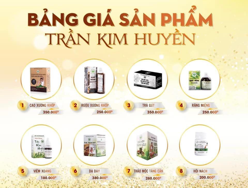 Bảng giá sản phẩm Trần Kim Huyền 5