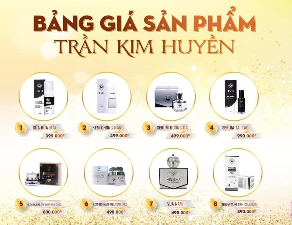 Bảng giá sản phẩm Trần Kim Huyền 3